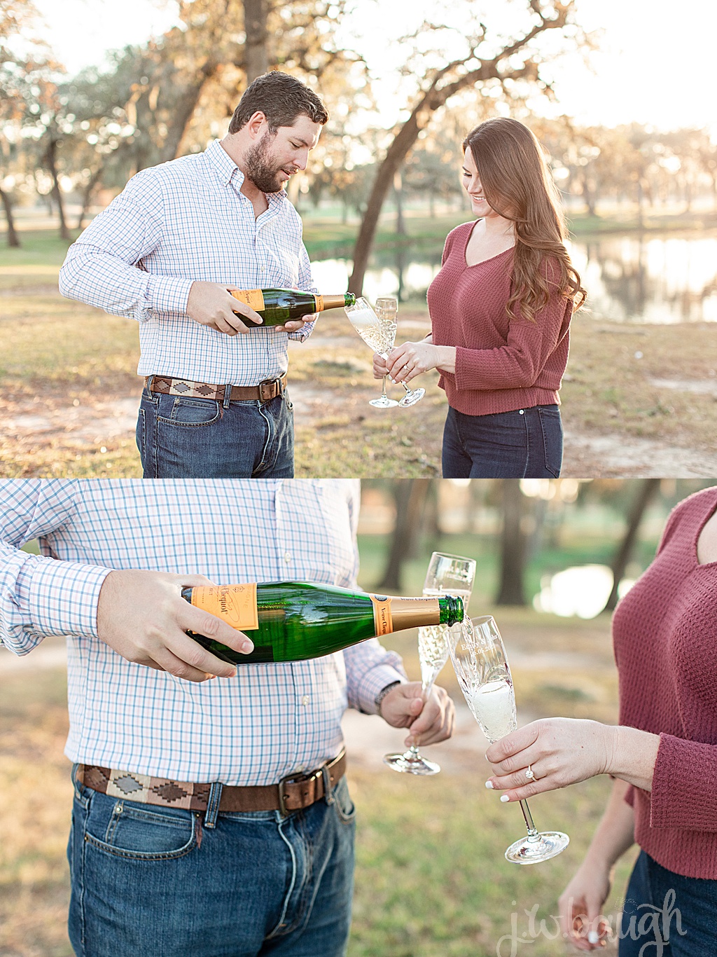 champagne engagement photos