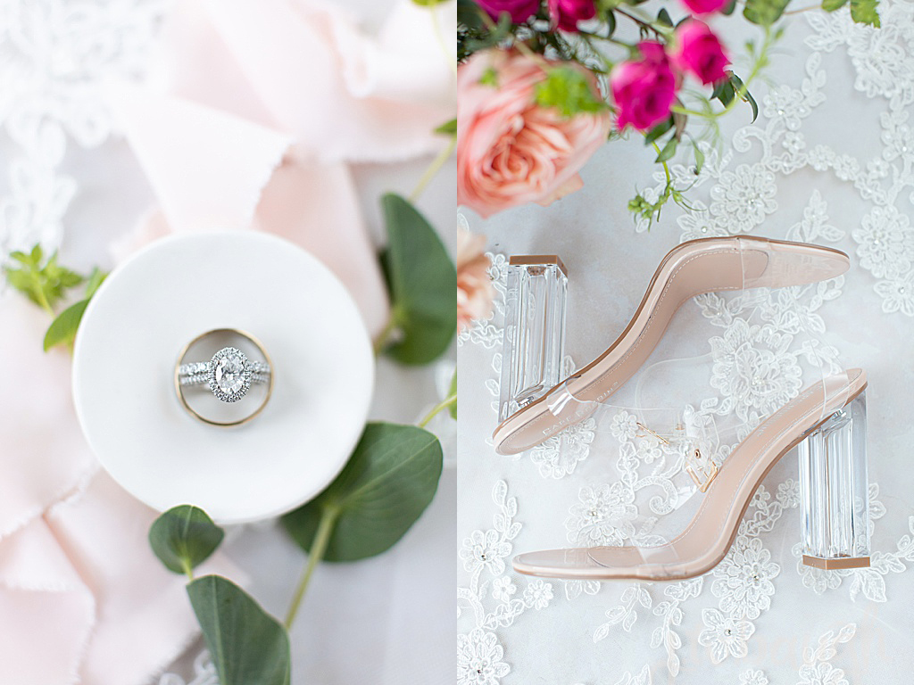 wedding rings and shoes at the luminaire