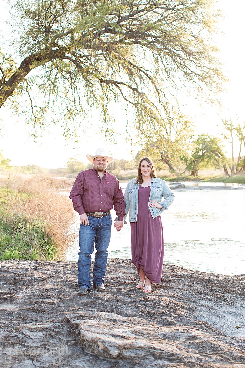 couple on river engagement session