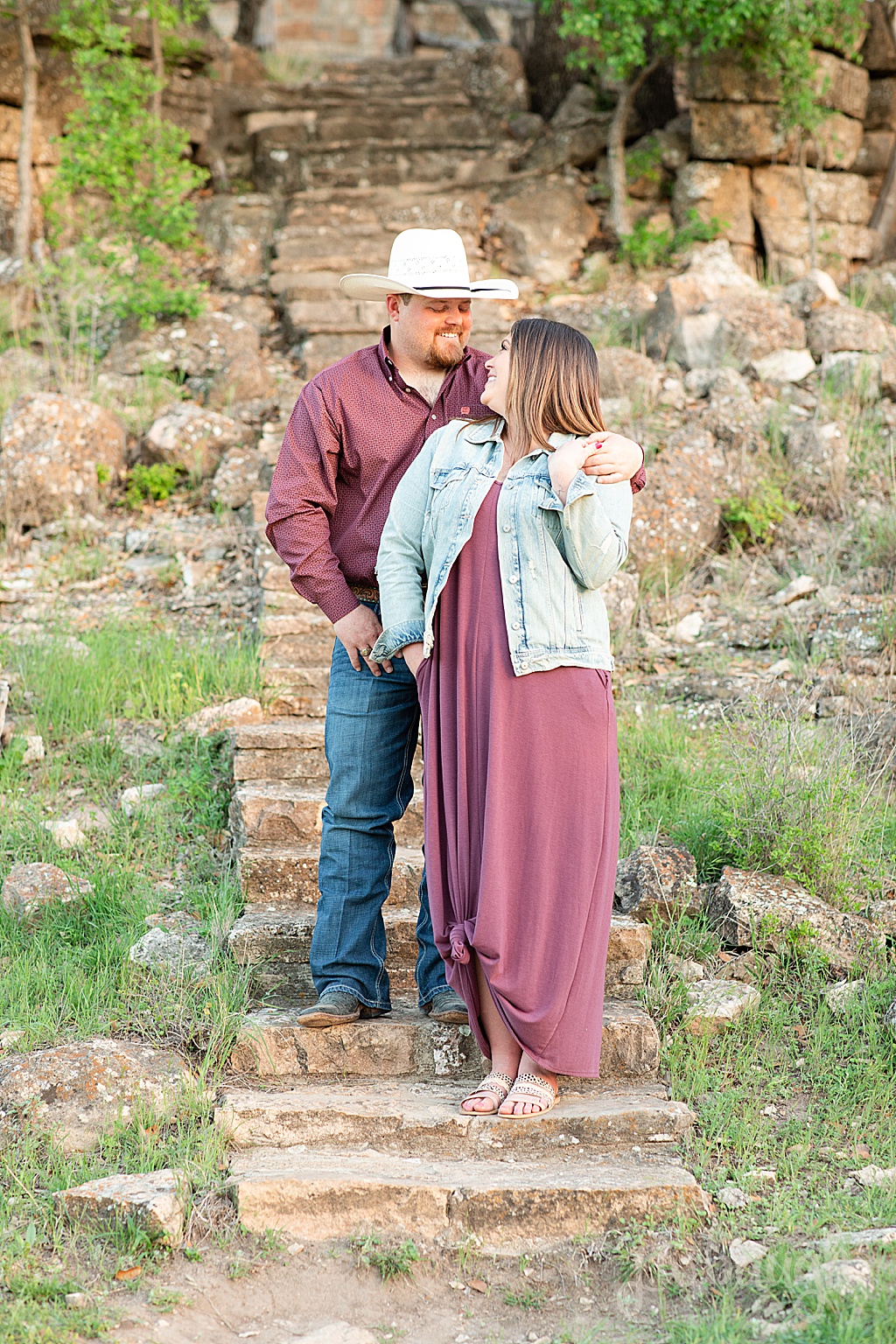 engagement session stone stairs