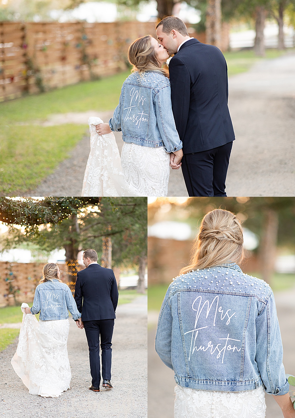 hodge podge lodge bride with jean jacket