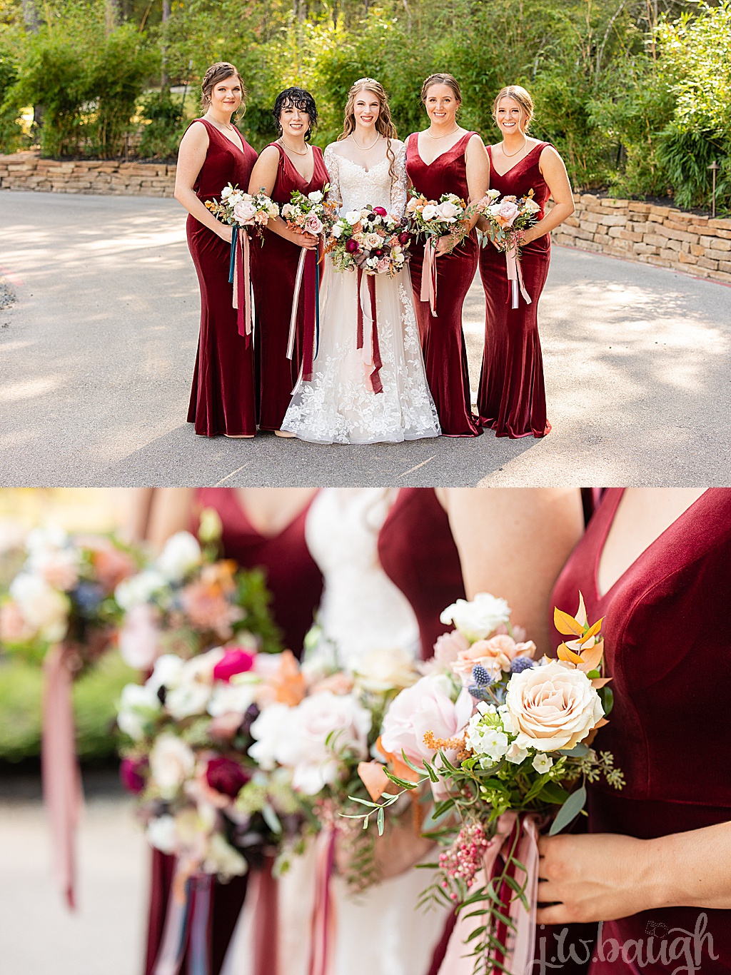 the luminaire bridesmaid photos crimson dresses